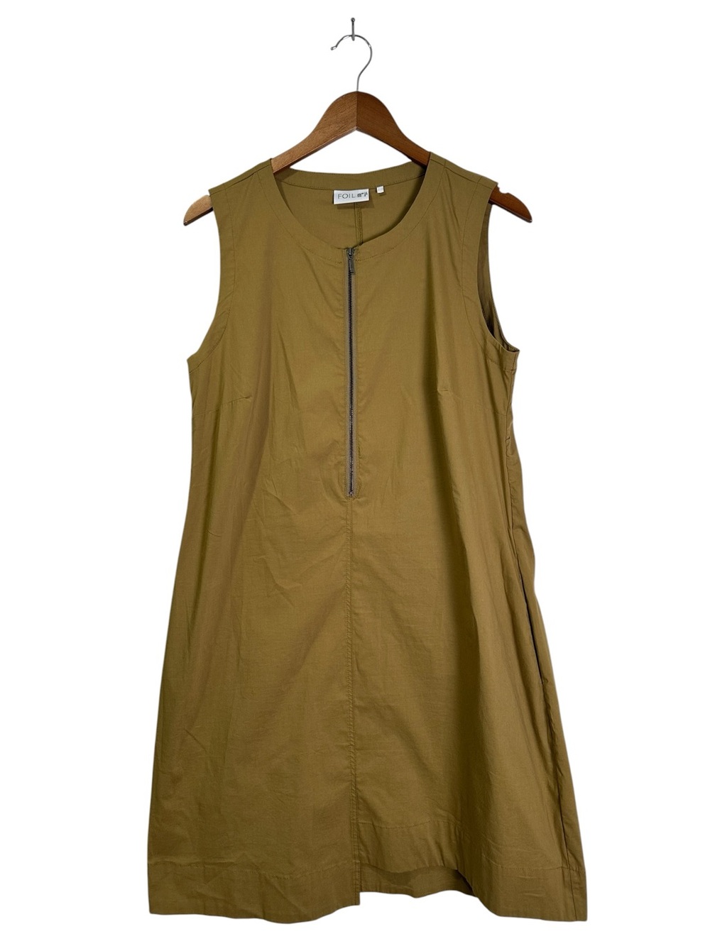 Foil Women’s Size 8 Olive Khaki Sleeveless Zip-Front Dress